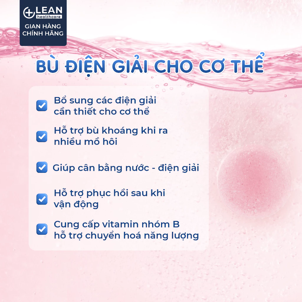 Viên sủi Lean Sport đang tan trong ly nước