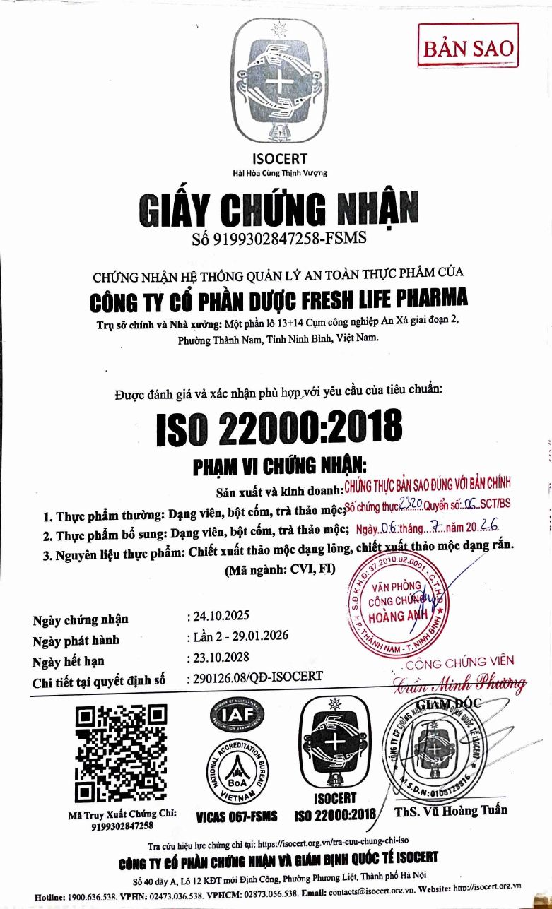 Chứng nhận ISO 22000:2018 – Lean Sport Hydration